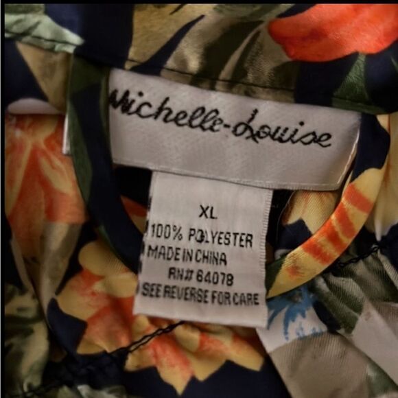 Michelle Louise Silky Floral Bathrobe Belted Vibrant Fall Colors - Picture 4 of 8